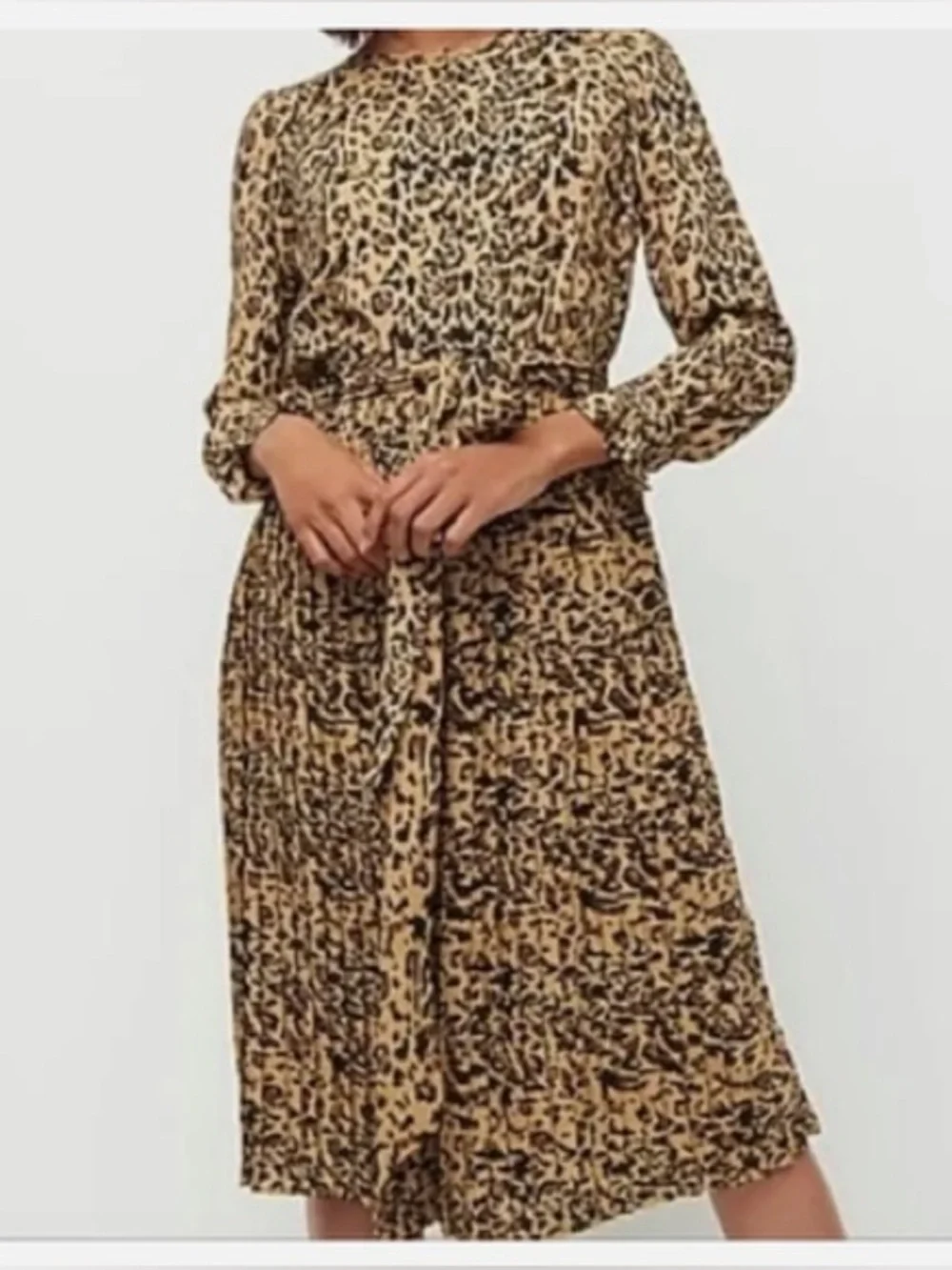 J. Crew Long Sleeve Leopard Wrap Dress in Camel and Black